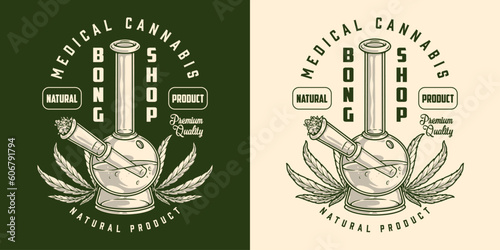 Cannabis bong shop monochrome poster