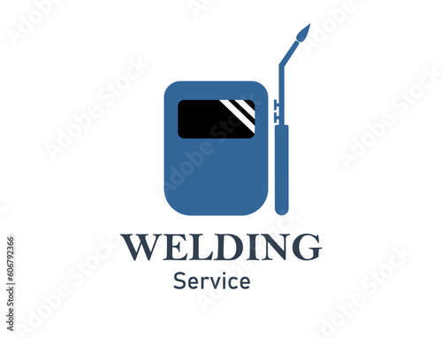Welding icon with welding mask and torch