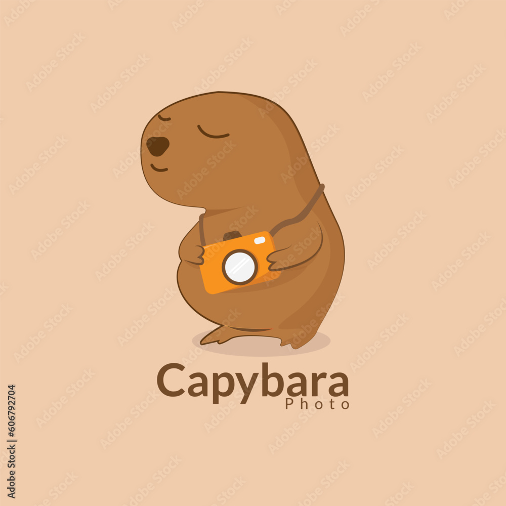 Cute and Creative Capybara Logo Designs with mirror less camera for Your Business. suitable for digital photography company Cute and Creative Capybara Logo Designs with mirror less camera for Your Business. suitable for digital photography company