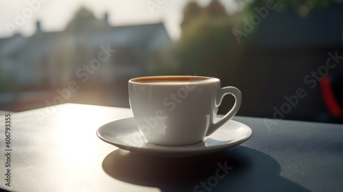 Balcony View of a Cup of Coffee