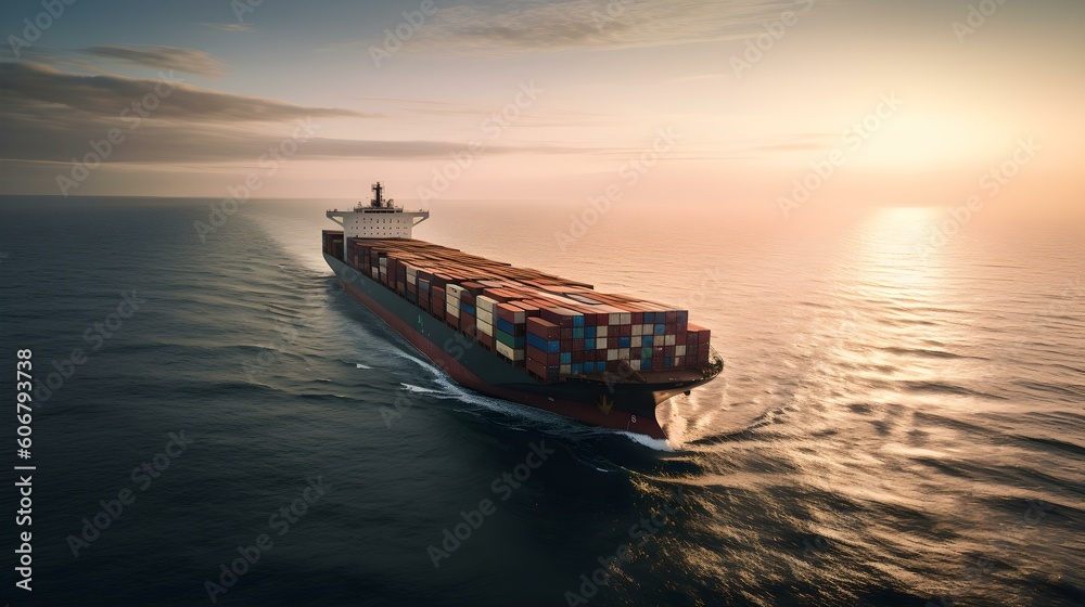 A Container Cargo Ship in the open Sea
