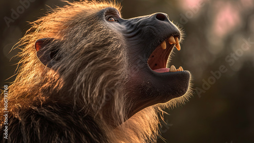 baboon created with Generative AI technology photo