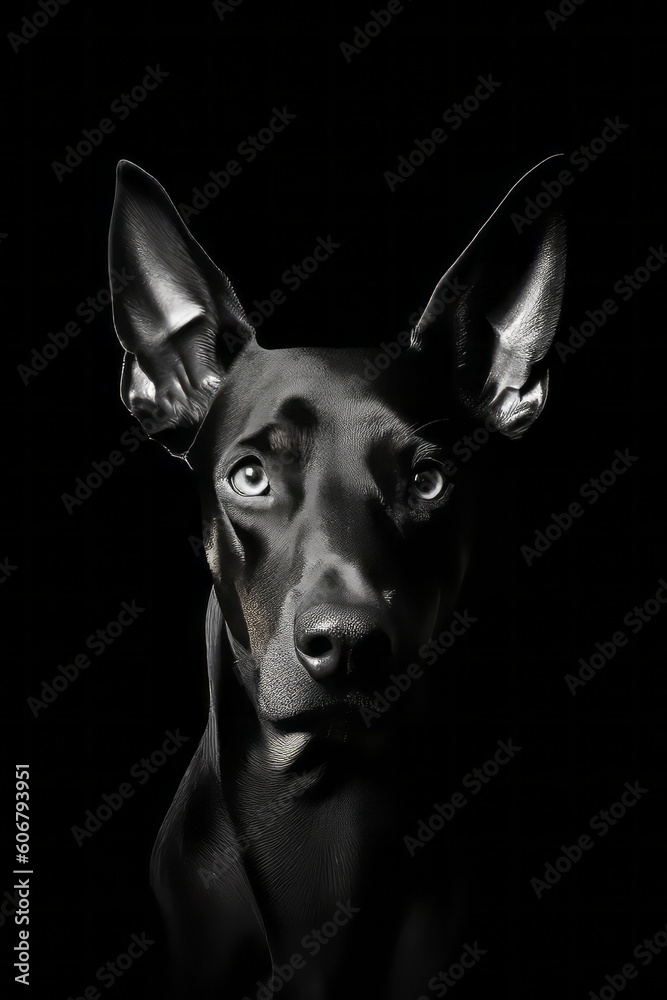 Doberman Pinscher Dog Silhouette - Elegance in Black