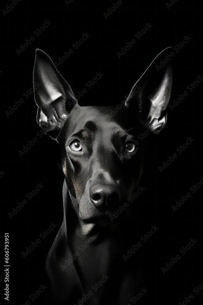 Doberman Pinscher Dog Silhouette - Elegance in Black Doberman Pinscher Dog Silhouette - Elegance in Black