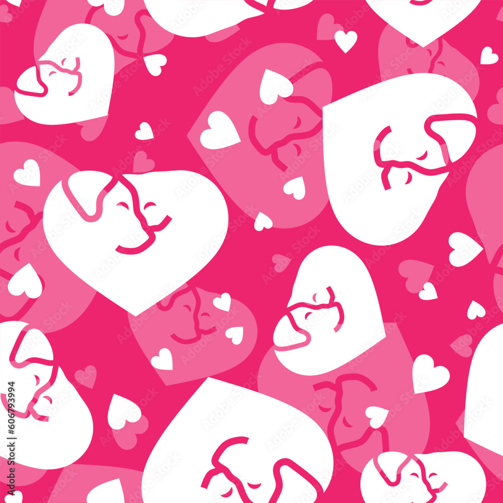 Cat and dog in shape of a heart seamless vector pattern Cat and dog in shape of a heart seamless vector pattern