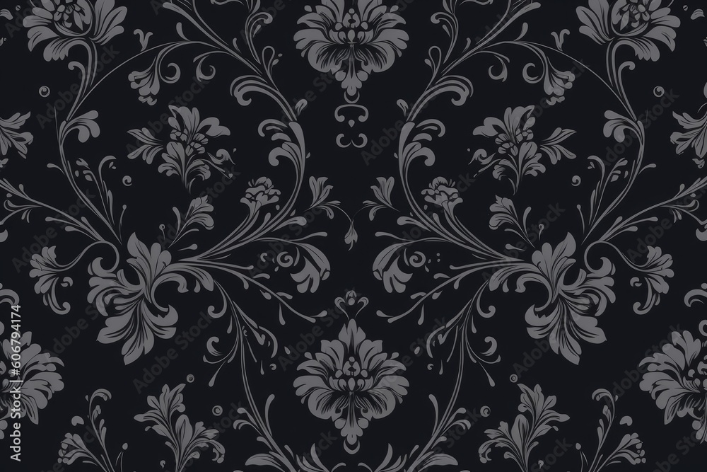 Seamless charcoal small floral elements wallpaper. Generative ai Seamless charcoal small floral elements wallpaper. Generative ai