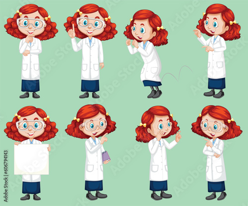 Girl in science gown doing different posesBy The greatest graphics