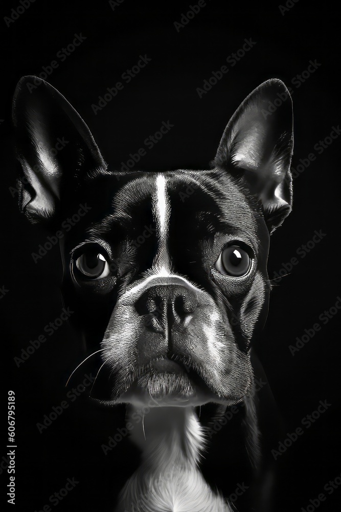 Boston Terrier Dog Silhouette - Elegance in Black