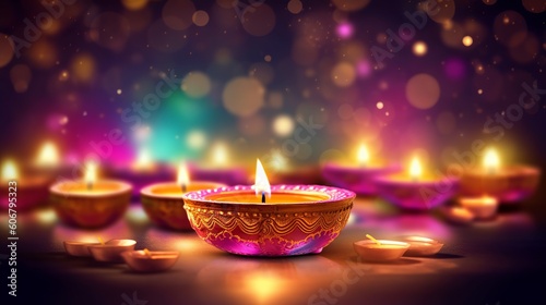 Happy Diwali. A traditional Indian festival. Diwali festival holiday design, Generative Ai