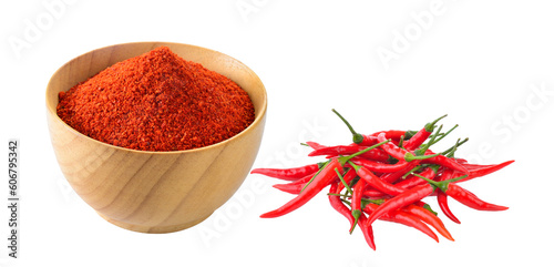 Cayenne pepper in wood bowl on  transparent png