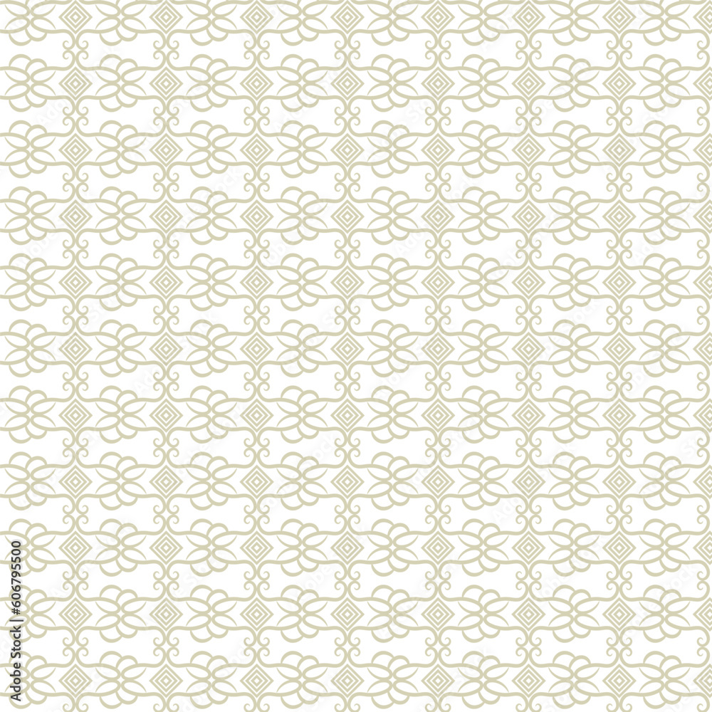 Abstract simple geometric vector seamless pattern with gold line texture on white background. Light modern simple wallpaper, bright tile backdrop, monochrome graphic element