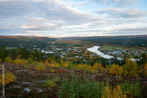 The scenery of Karasjok village and autumn nature around, Finnmark, Norway