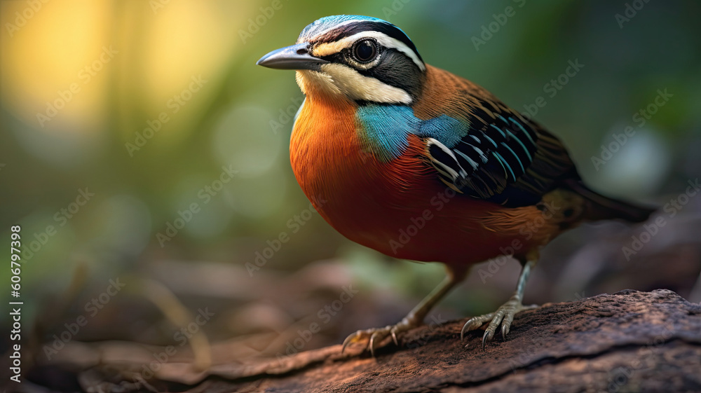 Banded pitta created with Generative AI technology Banded pitta created with Generative AI technology