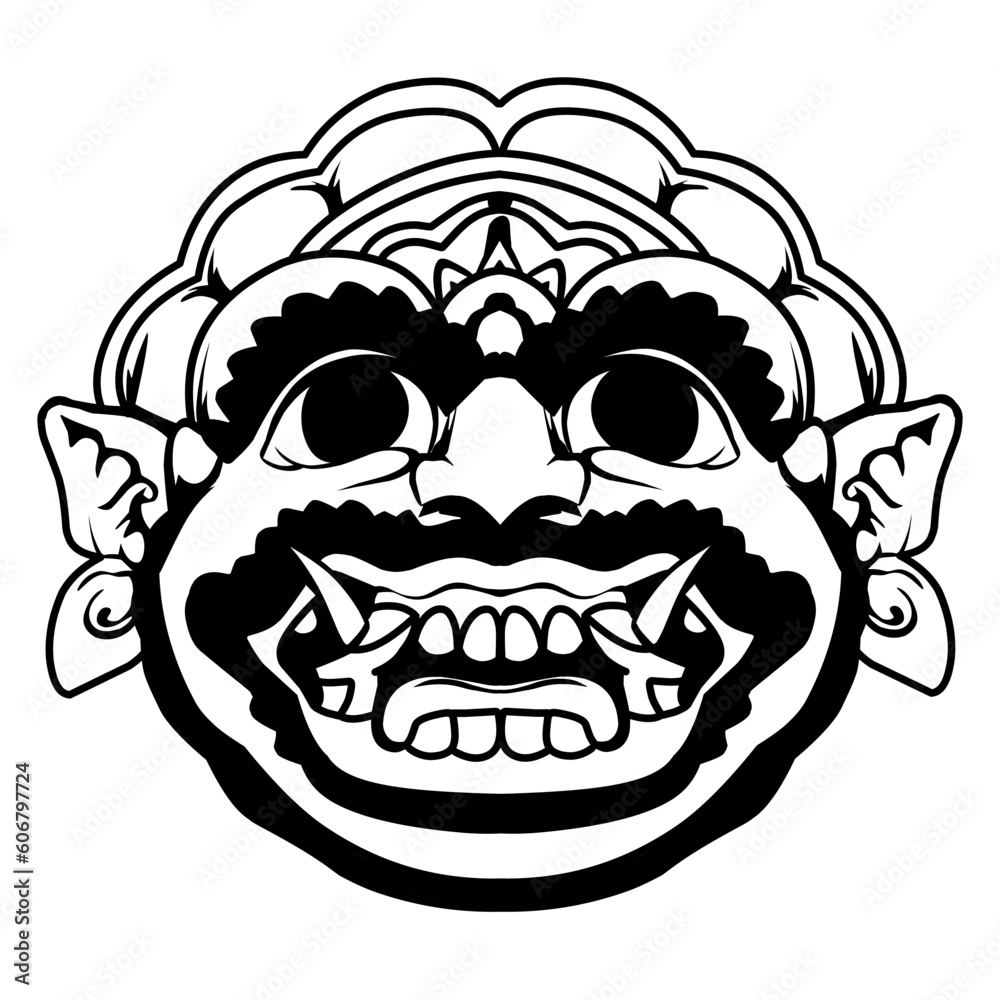 Balinese Barong Mask Sketch Balinese Barong Mask Sketch