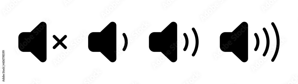 volume icon set. vector speaker icons , audio, sound, mute, icon - video media player and control settings icons buttons volume icon set. vector speaker icons , audio, sound, mute, icon - video media player and control settings icons buttons