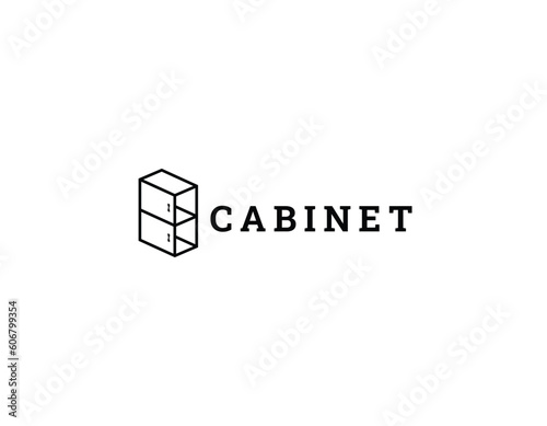 Simple Minimalist Black and White Cabinet Business Logo Design Template