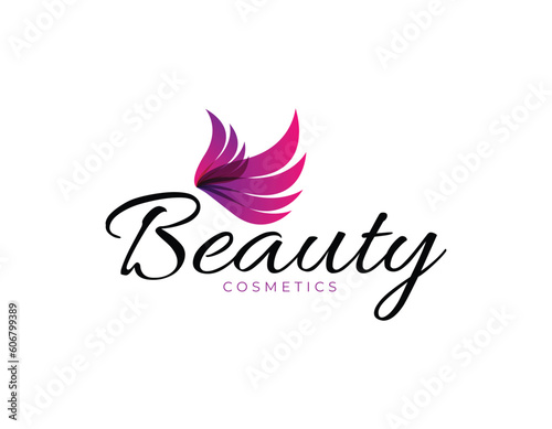 Simple Purple Beauty Wings Business Logo Design Template © logomills