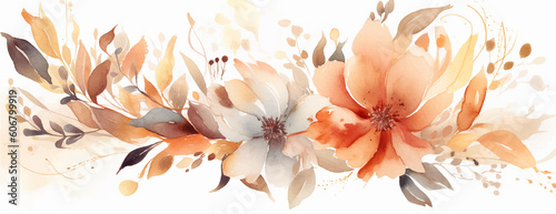 Floral watercolor illustration isolated on white  desgn mockup 