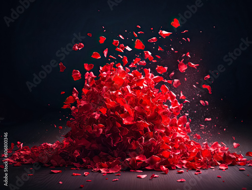 Valentines Day Heart Made of Red Rosepetals. Ai generated
