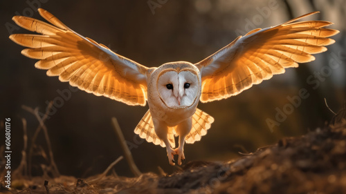 owl in flight created with Generative AI technology © Robert Herhold
