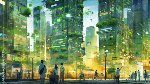 The innovation of smart cities background wallpaper. generative AI