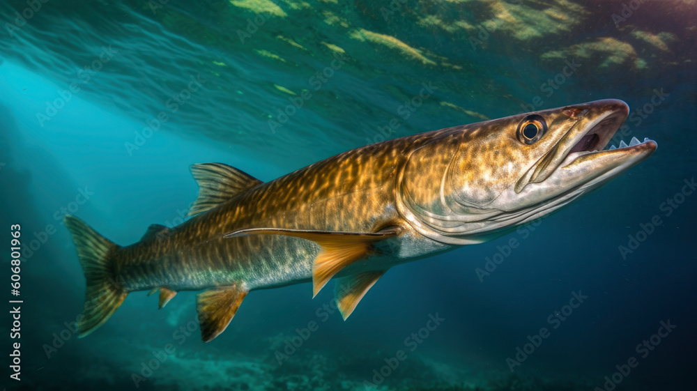 Fototapeta premium Barracuda created with Generative AI technology