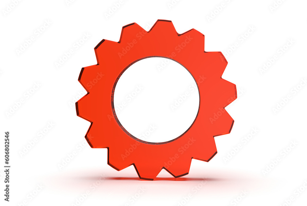 Gear icon 3d rendered isolated on white background with shadow