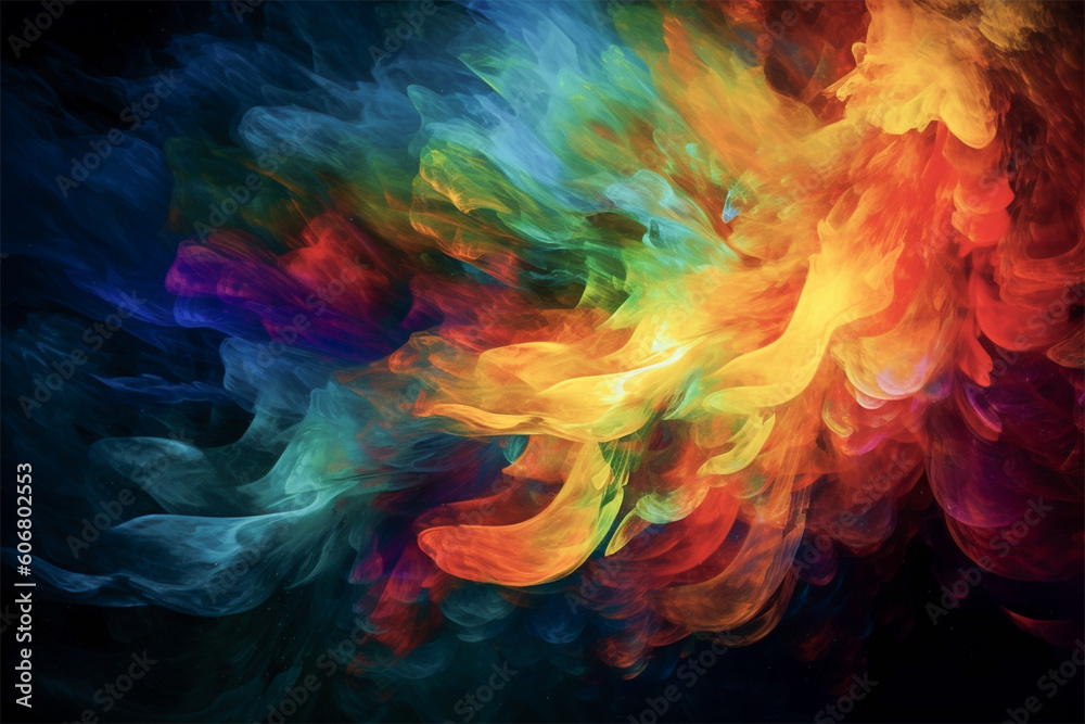 Abstract color smoke background.Color splash.Created with generative ai