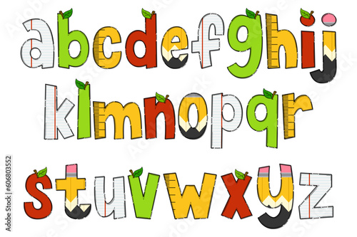 Handcrafted Back To School Letters. Color Creative Art Typographic Design