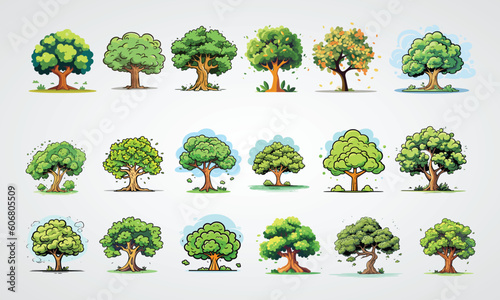 Tree Vector Illustration Pack Tree Vector Set