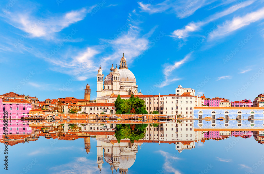 Santa Maria della Salute Church in the Grand Canal, side view, Venice, Italy