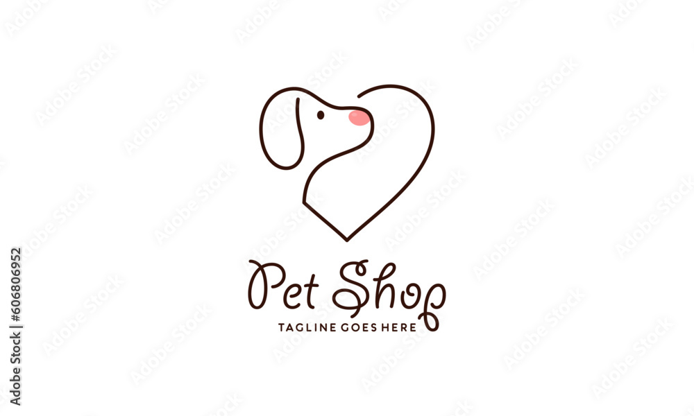 Pet Shop Logo Design in Monoline Style