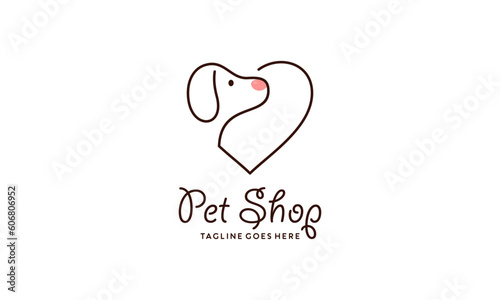 Pet Shop Logo Design in Monoline Style