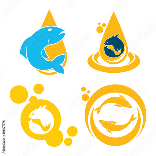 Fish oil icon logo,illustration design template vector.