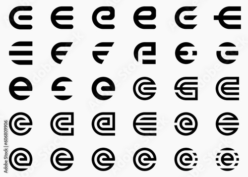 Letter E logo design, Set Logo Design Icon Symbol