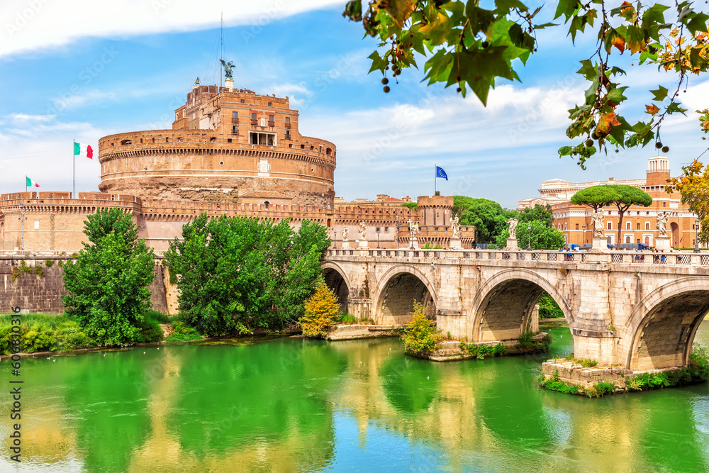 Castel Sant'Angelo and Ponte Sant'Angelo, Rome, Italy.