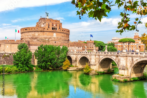 Obraz na płótnie Castel Sant'Angelo and Ponte Sant'Angelo, Rome, Italy. w salonie