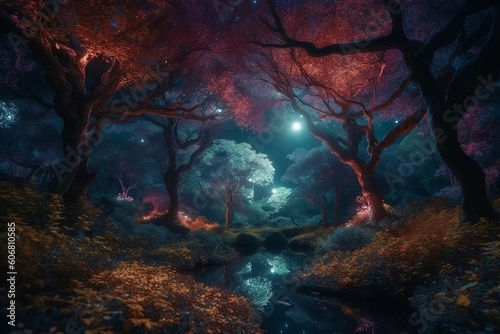 forest in the night. 