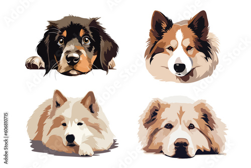 Flat style dogs collection. Cartoon dogs breeds set. Vector illustration isolated on white