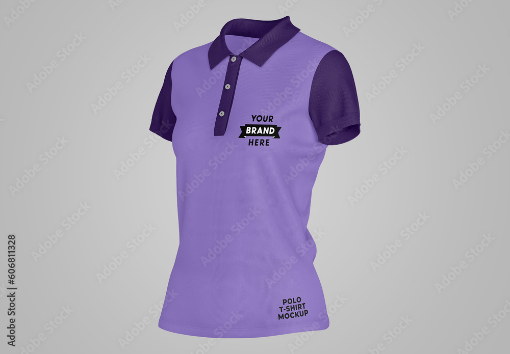 Women s Short Sleeve Polo Shirt Mockup Half Side Stock Template