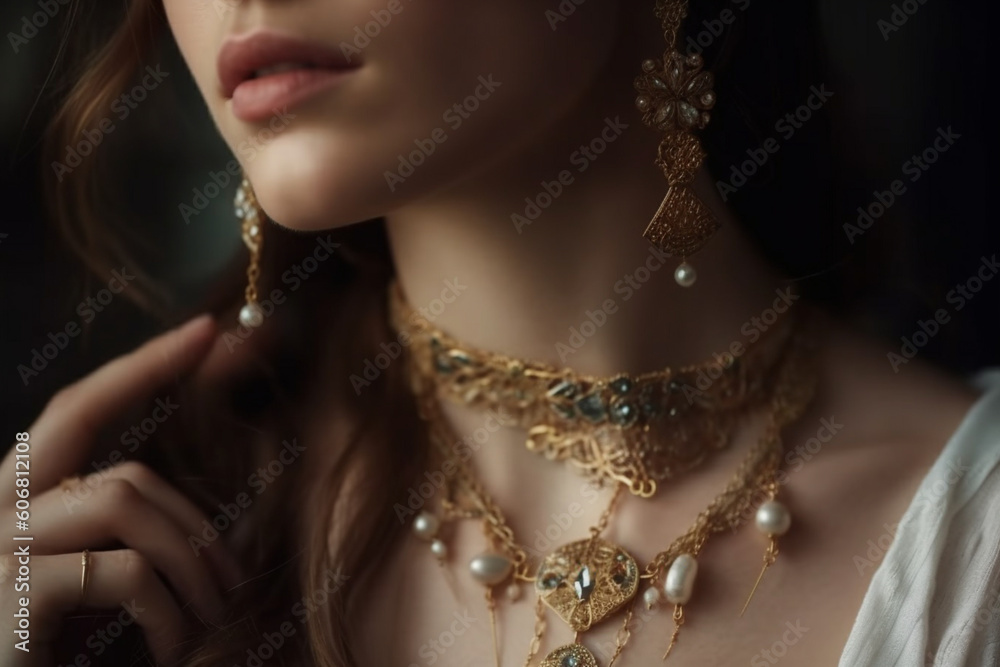 unrecognizable beautiful woman with jewelry close-up