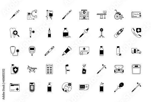 Simple Set of Medicine Related Vector Line Icons. Contains such Icons as Gel, Inhaler, Prescription, Syrup and more. 
