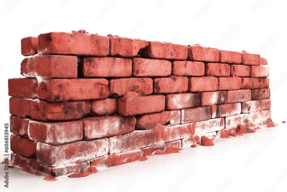 red brick isolated on white background. Generated by AI. red brick isolated on white background. Generated by AI.
