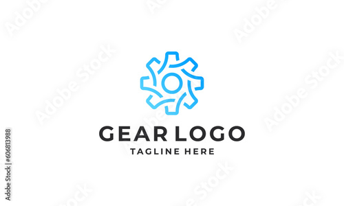 Simple gear line logo design vector illustration