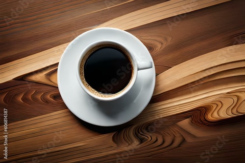 cup of coffee on wooden table