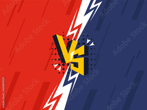 Versus banner. VS. Game battle separation of two colors, red and blue. Vector illustration template, background, and poster.