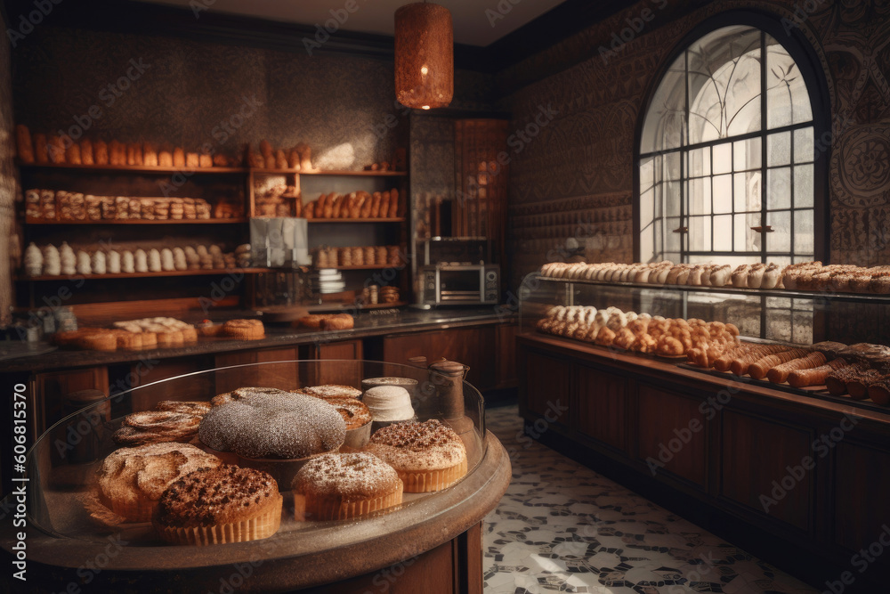 Trendy Neutral Tones Transforming Bakery Spaces. Generative AI