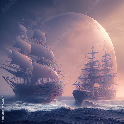 ship in the sea at night photo