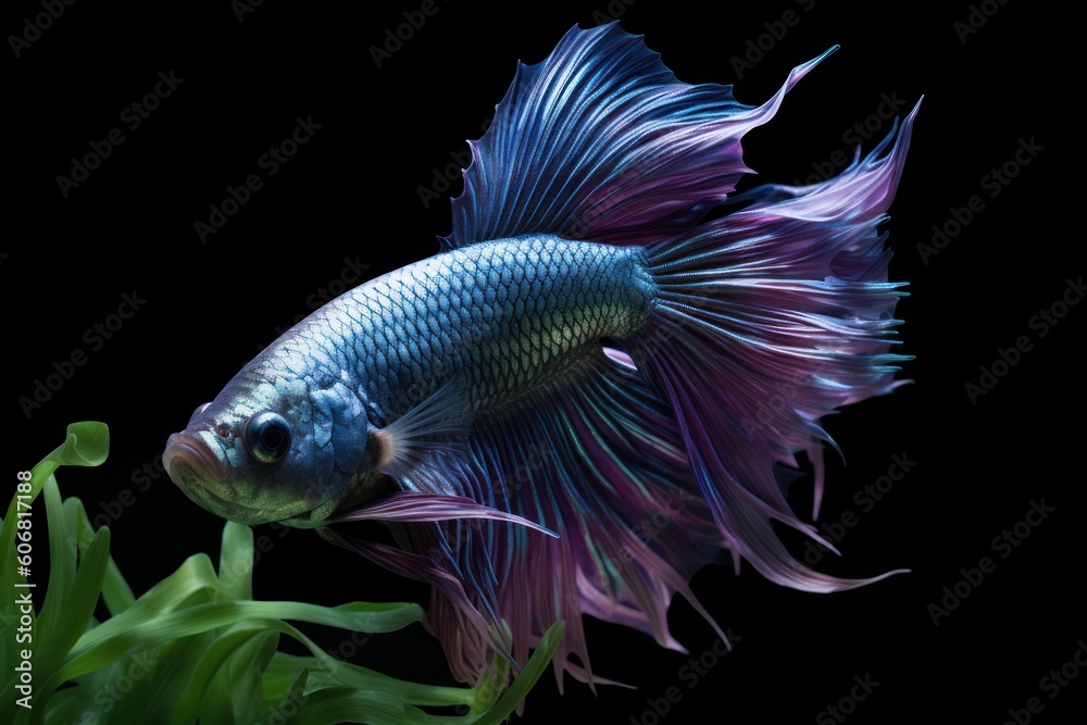 close up view on the gorgeous iamese fighting Betta fish isolated on black, ai generated image close up view on the gorgeous iamese fighting Betta fish isolated on black, ai generated image