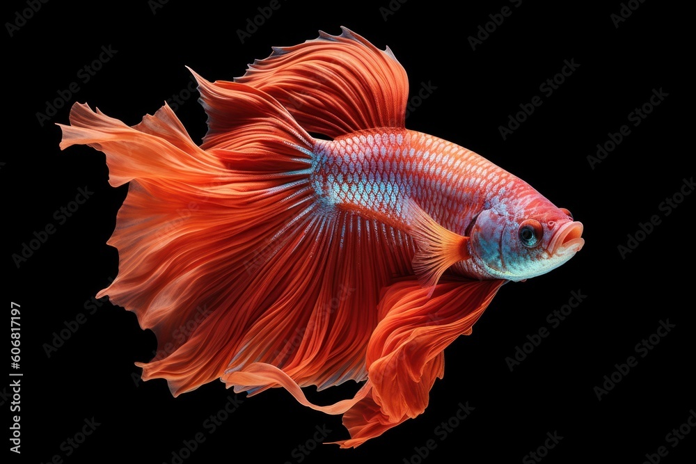 close up view on the gorgeous iamese fighting Betta fish isolated on black, ai generated image close up view on the gorgeous iamese fighting Betta fish isolated on black, ai generated image